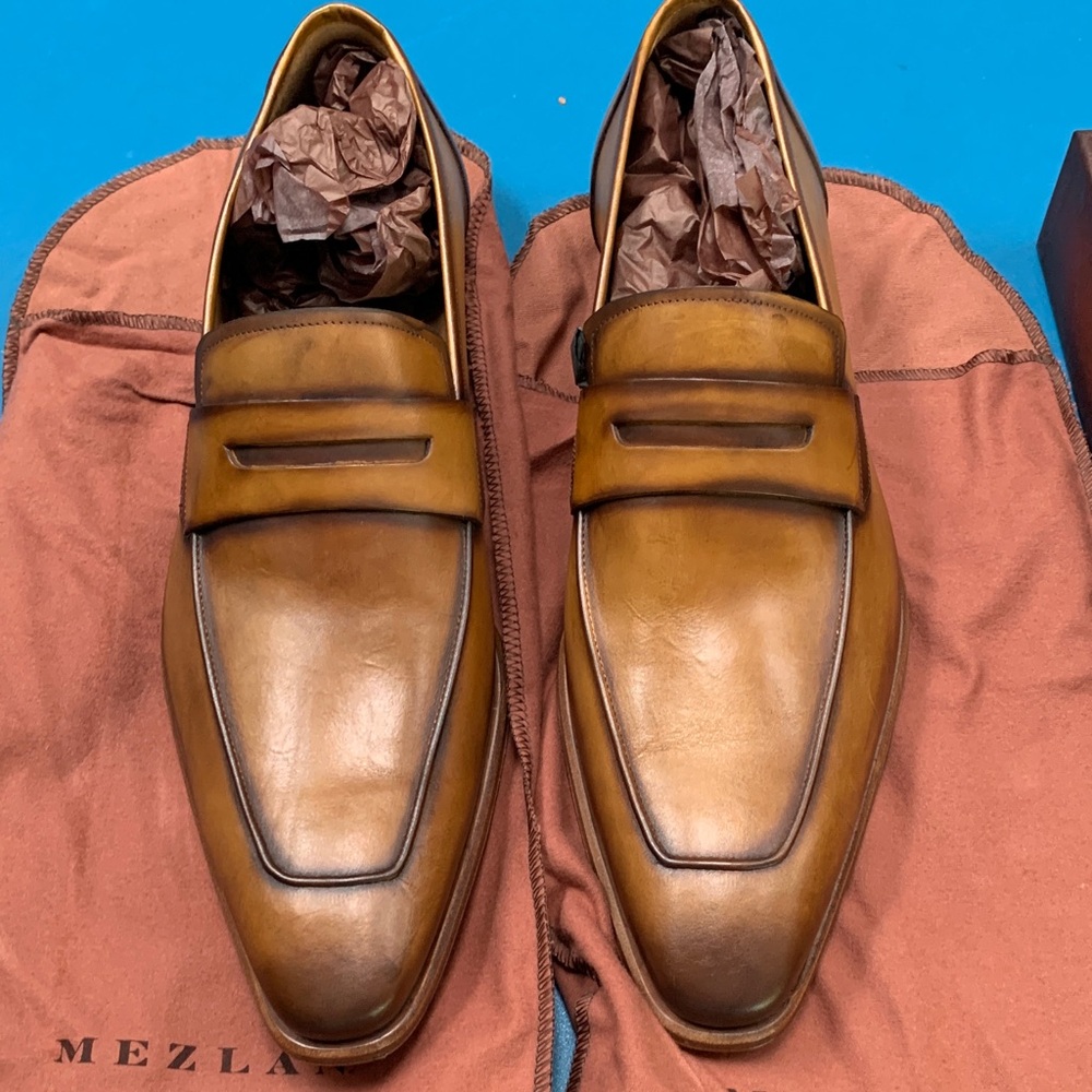 Mezlan Marcus honey sol  Leather Men's Slip-On Loafers. NWT